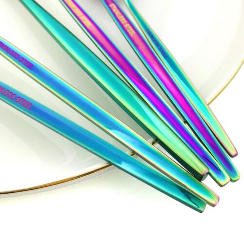 24Pcs Rainbow Mirror Silverware Flatware 18/0 Stainless Steel Cutlery Set Ute... - Picture 4 of 8