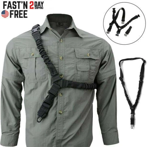 Tactical One Single Point Sling Strap Bungee Rifle Gun Sling with QD Buckle