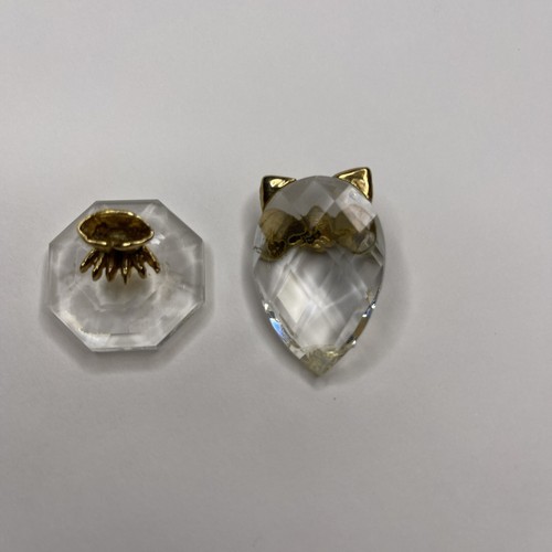 Vintage Crystal Owl 1 1/2 Inches Tall Gold Tone Feet Eyes Figurine - Picture 6 of 10