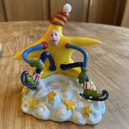 2003 Vanmark Christmas Holiday Starman con patines figura de luz de té vintage - Imagen 7 de 7