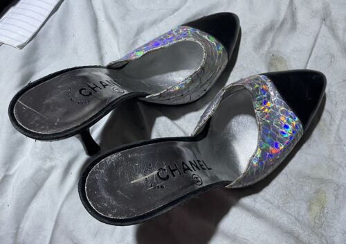 Chanel Sexy Iridescent Women Sandals 37 1/2 - Picture 4 of 4