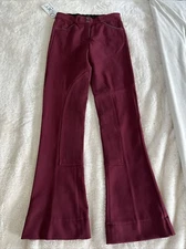 NWT Piper Smart Pak Maroon Flare Bell bottom Size XS Riding Pant 28R Tall NEW