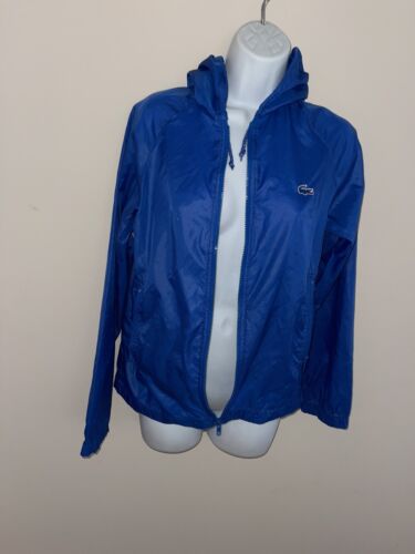 Izod Lacoste VTG Hooded Windbreaker Jacket Youth Large (18) Blue Pullover 80s - Picture 4 of 16