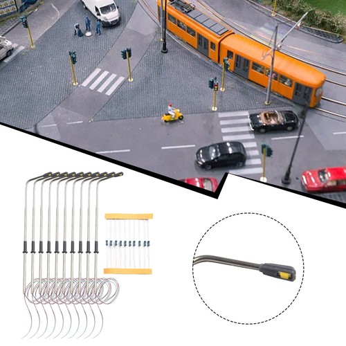 10Pcs Model Railway Warm White HO Scale Lamps Post 1:87 Street Light Single Head - Picture 3 of 22