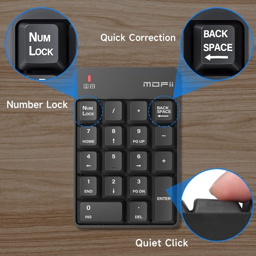 Wireless 19 Key Numeric Keypad Portable 2.4G USB Financial Number Pad Black - Picture 6 of 8