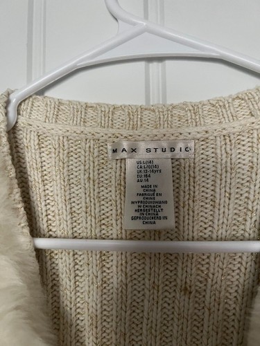 Max Studios Faux Fur White/Gold Sweater Vest Girls Size L (14) - Picture 3 of 5