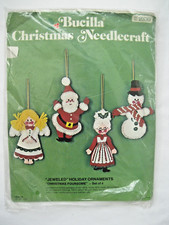 Bucilla Christmas Foursome Felt Jeweled Holiday Ornaments Kit  2339 Open AS IS