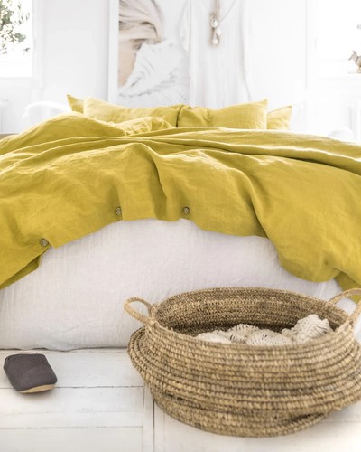 Yellow Duvet Cover Linen Bedding set, comforter cover duvet set with pillow - Picture 3 of 5