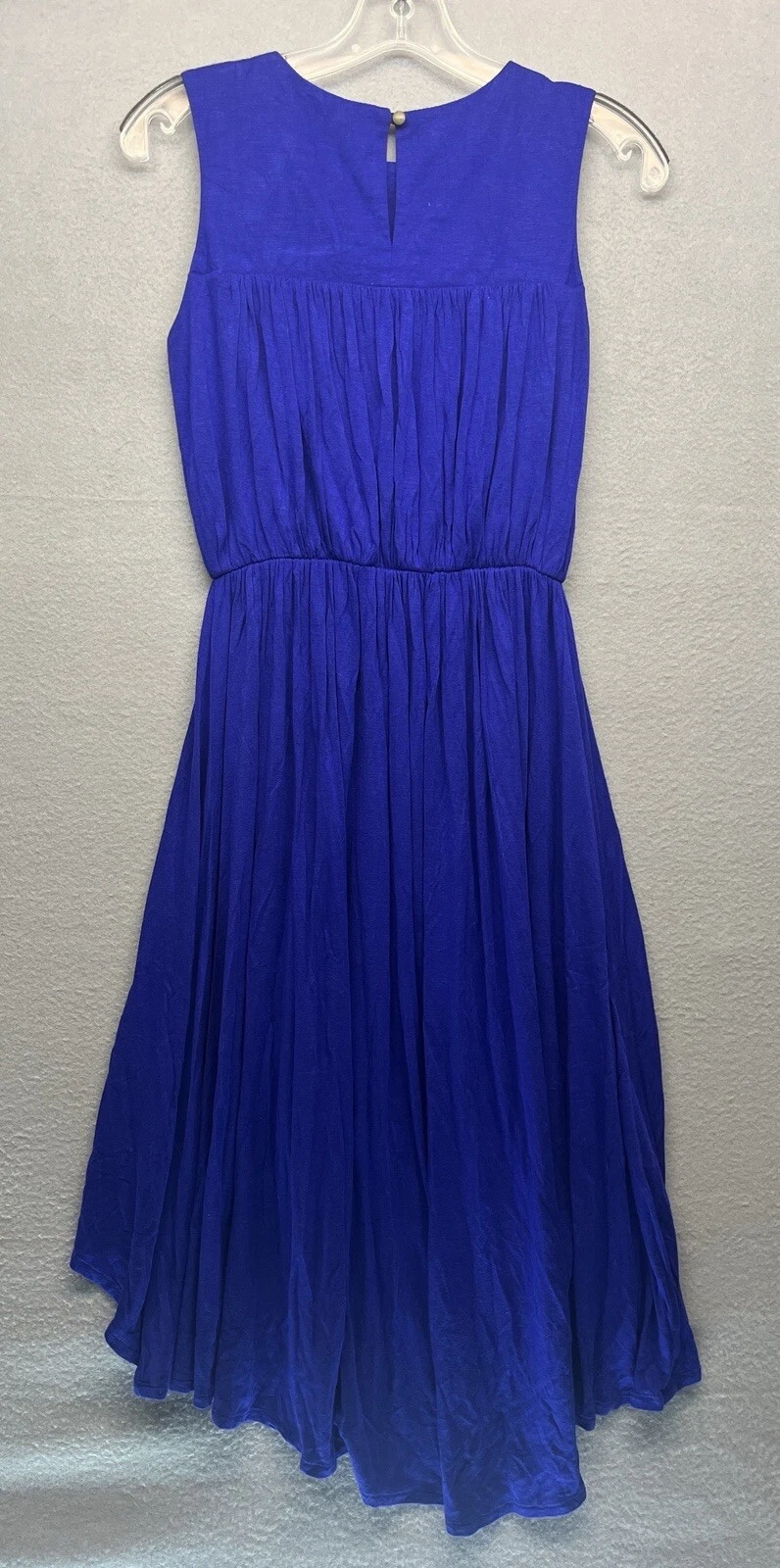 VETEMENTS Abito donna GB blu ricamato colletto smanicato alto basso leggero lunghezza ginocchio XS