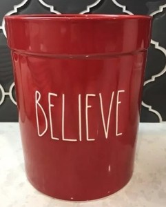 Rae-Dunn-BELIEVE-Red-LL-Crock-FREE-SHIPPING
