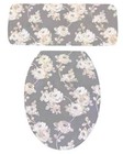 French Country Gray Beige Ivory Roses Toilet Seat Lid Cover Set - Audrey Belisle
