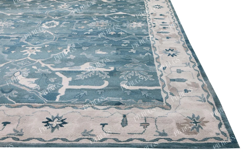 New Mathison Blue Traditional Woolen Tufted Area Rugs - Image 4 of 4