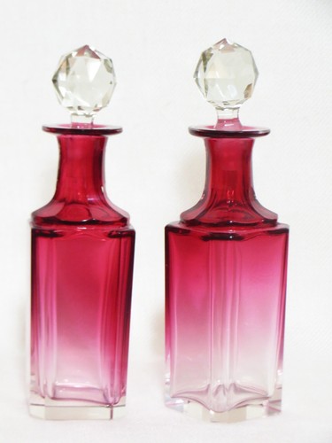 Antique England Cranberry Glass Silver Plated Cruet Set by D&H - Picture 5 of 20