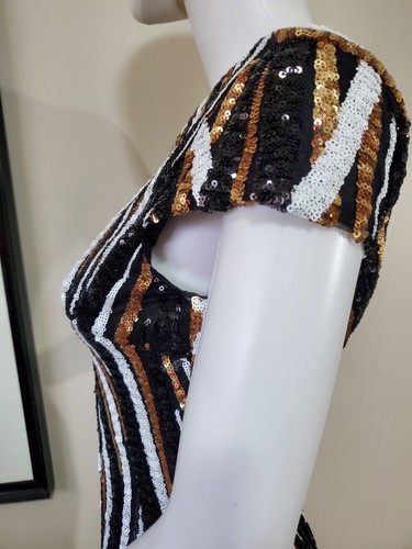 Banjul Cocktailkleid neu mit Etikett Größe S schwarz, gold & weiß Pailletten Einzelhandel 64,99 $ - Bild 6 von 19