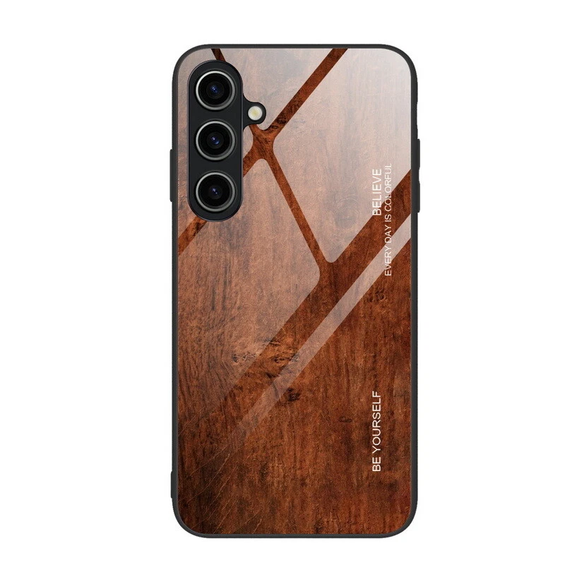 Wood Pattern Glass Phone Case for Samsung S24 Ultra S23 FE S22 A54 A53 A14