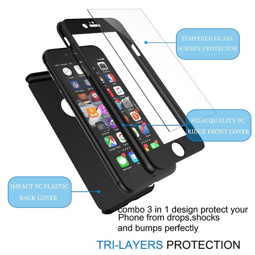 For iPhone 6s 7/8 Plus 360?? Protection Acrylic Hard Case + Tempered Glass Cover - Picture 18 of 88
