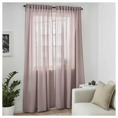 Ikea Hilja Curtains 1 Pair Pink 57x98 Polyester For