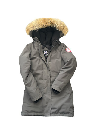 Canada Goose Women Victoria Parka Tan Gray Small S Jacket