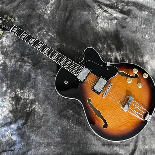 Custom 6 String Sunburst L5 Electric Guitar Archtop Hollow Body Flamed Maple Top