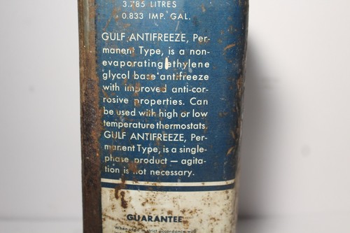 1950s Old Vintage GULF OIL ANTI FREEZE CAN GALLON OIL CAN Vintage Gulf Oil Can - Picture 19 of 24