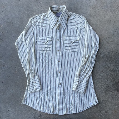 vtg H Bar C California Ranchwear Western Shirt pearl snap striped MD/LG 70s 80s - Picture 2 of 10