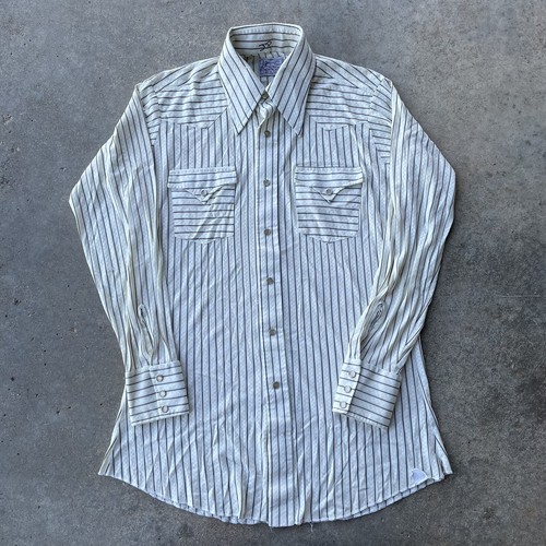 vtg 60s 70s H Bar C California Ranchwear Western Shirt pearl smap striped MD/LG - 第 1/10 張圖片