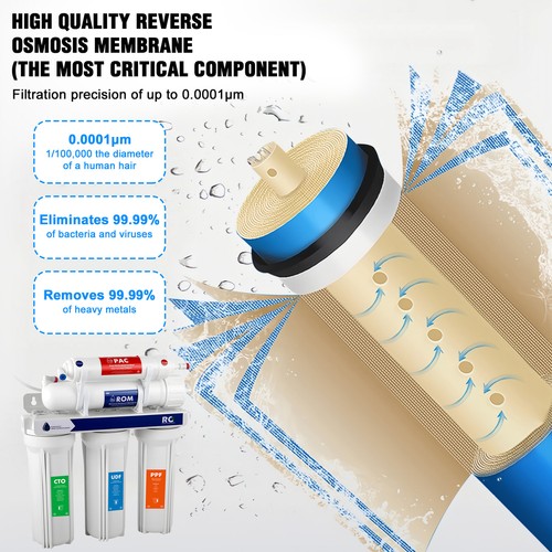 Sistema de filtración de agua de ósmosis inversa de 5 etapas purificador para beber en el hogar 75 GPD - Imagen 12 de 16