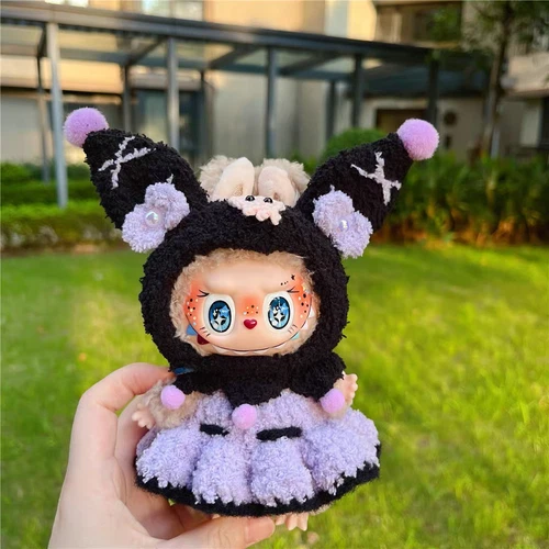 Labubu*Die Monster Plüschpuppe süßes Teufelsmädchen Plüschkleider Kostüme Set ohne Spielzeug - Bild 4 von 6