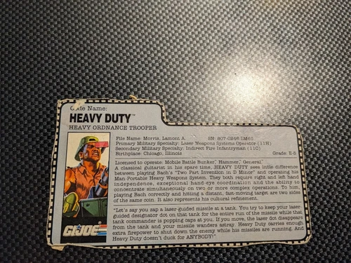 1991 GI Joe Heavy Duty file card