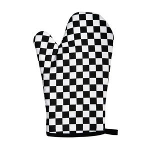 Single Oven Gloves 100/% Heat Resistant Cotton Oven Gauntlet Mitts Beige Checked