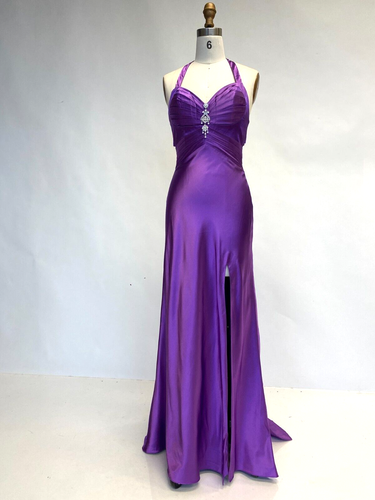 Purple Long Dress Size 4 Charmeuse Evening Dress Party Dress New Years Gown Sz 4 - Picture 2 of 9