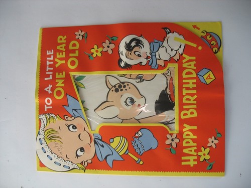 Pr Vtg Large Birthday Cards 1940s 1st birthday Hall Bros mark Barker Animals - Picture 4 of 9