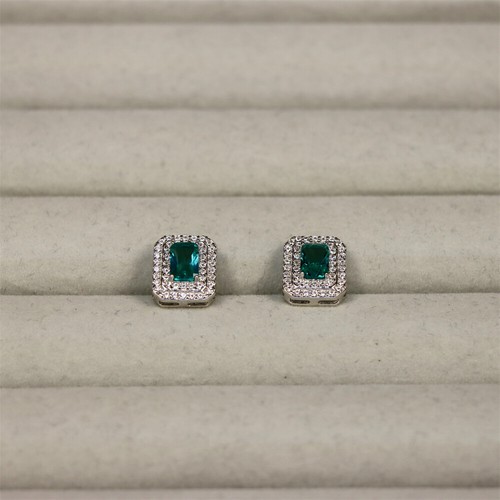 Fashion Earrings for Women S925 Silver Emerald Earrings with Zirconia - Picture 6 of 10