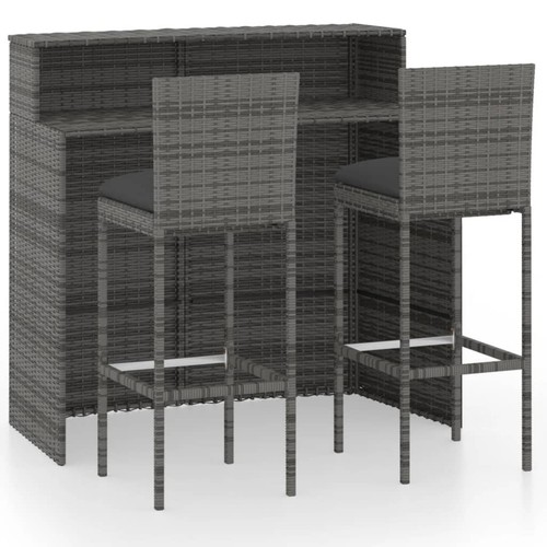 Tidyard 3 Piece Patio Bar Set Bar Table and 2 Cushioned Bar Stool Chair W8Z8 - Picture 2 of 10
