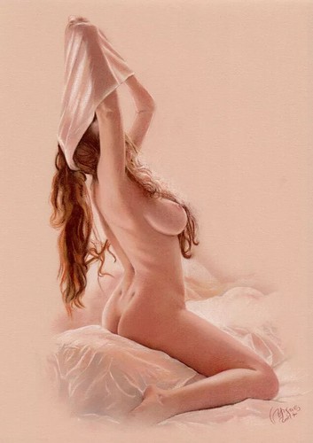 Magnifique nu féminin, Pin-up, 30x21 cm signé 2017 nude AKT curiosa