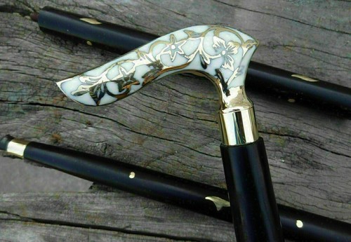 Vintage Antique Victorian Designer Brass Handle Wooden Walking Stick Cane Style - Picture 3 of 10