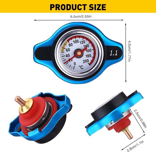 Car Thermostatic Gauge Cap Radiator Cover Small Head With Temp Water Meter Blue - Picture 3 of 8