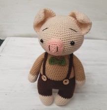 Hand Crochet Funny Piglet Stuffed Toys Animals Knit Amigurumi Gift