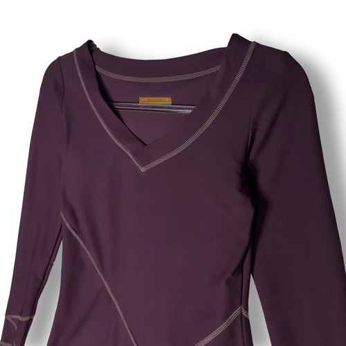 Lucy Long Sleeve Dress Sz S V Neck Athleisure Stretch Purple Casual Sporty - Picture 4 of 9
