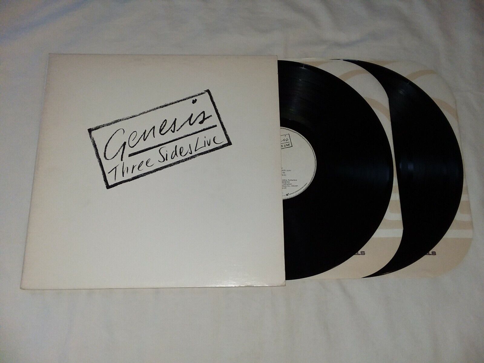 Genesis THREE SIDES LIVE Double Vinyl Record 1982 Atlantic VG to EX Cleaned