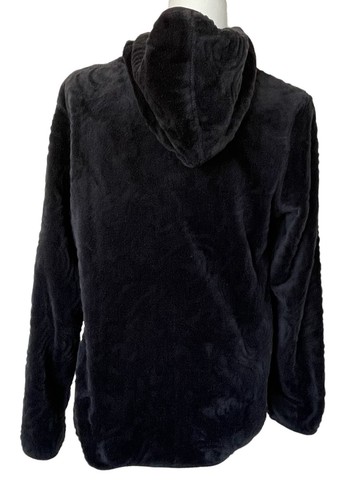 Jason Maxwell Jacket Womens Size Medium M Black Hooded Full Zip Velour Fleece - Picture 5 of 9
