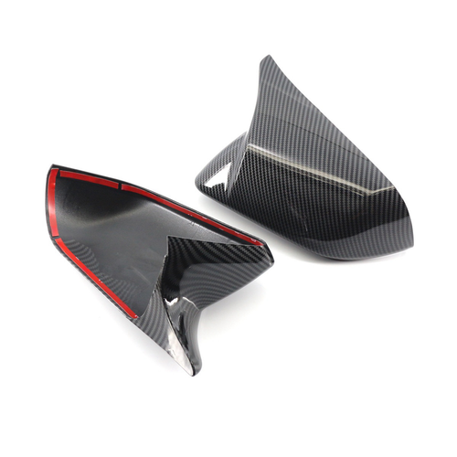 Par de cubiertas de espejo retrovisor lateral de coche negro carbono para Ford Mustang 2015-2022 - Imagen 4 de 4
