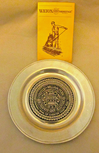 Plato de pan/mantequilla de peltre vintage RWP Royal Wilton Armetale 6" Chester County - Imagen 2 de 10