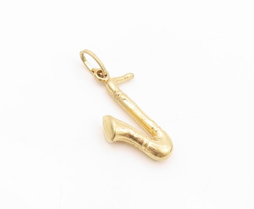 14K GOLD Vintage Pendant Modernist Mini Saxophone Charm  GP788 - Picture 4 of 6