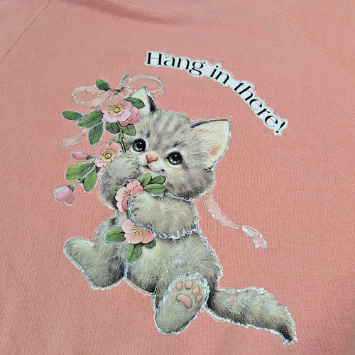 Sudadera De Colección Lee Kitty Cat Cuello Redondo Rosa Colgar Allí Adulto XL EE. UU. Hecha en Excelente Condición - Imagen 5 de 8