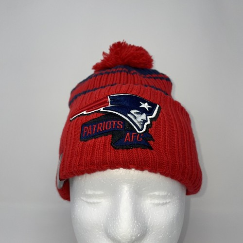 New England Patriots NFL Red Knit Winter Beanie Hat w/ Pom | AFC Team Gear - Picture 1 of 6