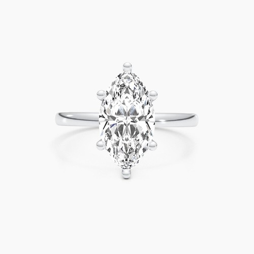 Diamond Solitaire Ring E VS1 Marquise 3ct Labcreated Solid 18k White Gold - Imagen 11 de 14