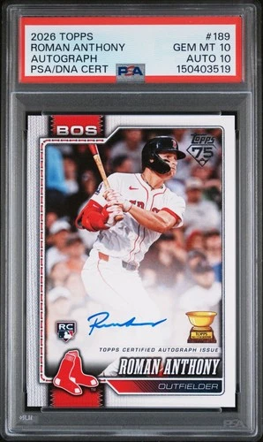 2026 Topps Series 1 Roman Anthony On Card Auto RC #189 PSA 10 & 10 AUTO GRADE