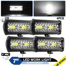 4x 7 Inch LED Work Light Bar Flood Spot Pods Offroad Fog Driving ATV Truck SUV
