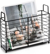 Metal Magazine Rack, Newspaper Book Tablet Storage Basket, File Holder Mail Orga
